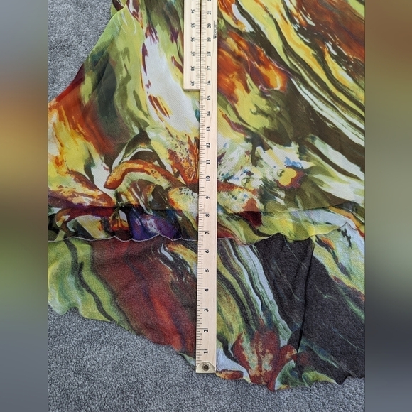 DANIER leather silk V-neck maxi brown orange mermaid V-neck dress size 12 - Picture 9 of 15